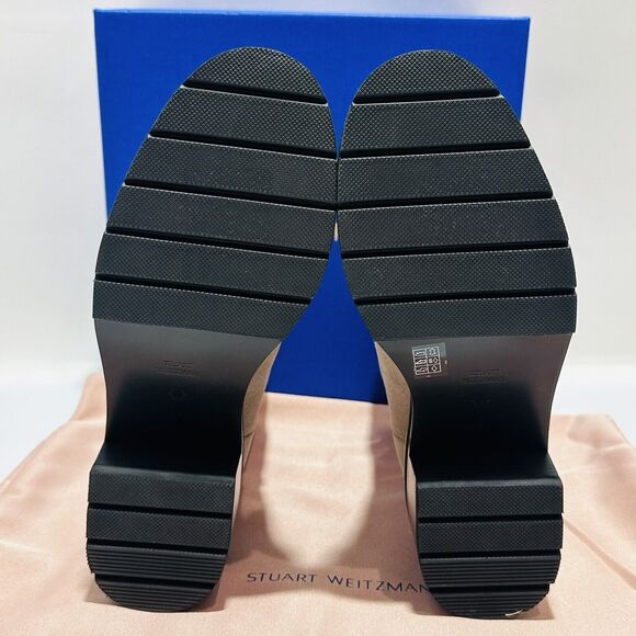 Stuart Weitzman Boulevard Moto Suede Bootie Topo Taupe Size 9 NWB $690 - Picture 13 of 16